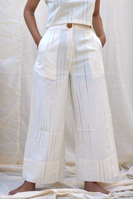 NATURAL STRIPES -  High-waisted Crop pants