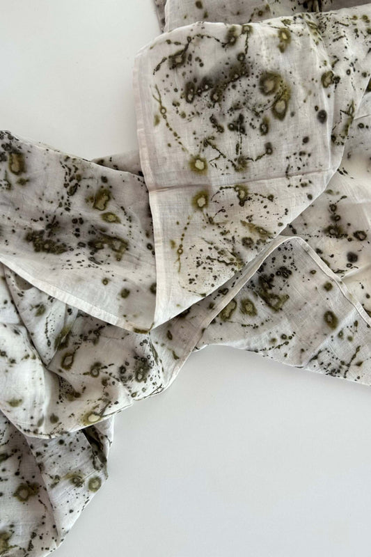 BITS OF GREEN - Handspun Cotton Scarf
